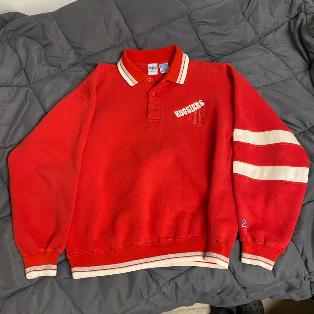 Indiana University Hoosiers rare The Game Polo Crewneck Pullover Vintage🔥- Read